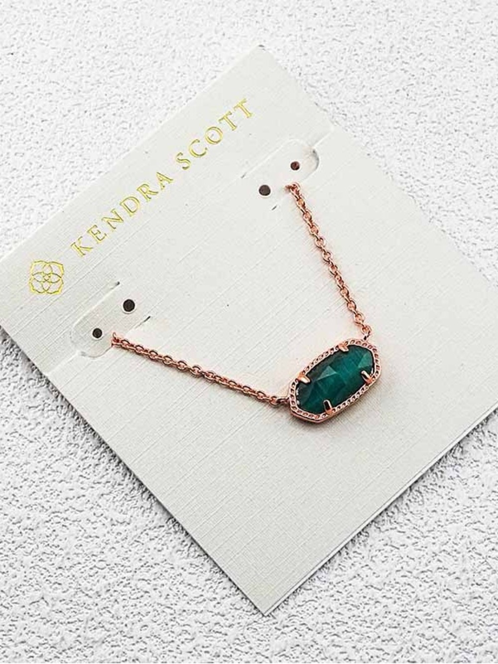 Kendra Scott Rose Gold Teal Faceted Pendant Necklace